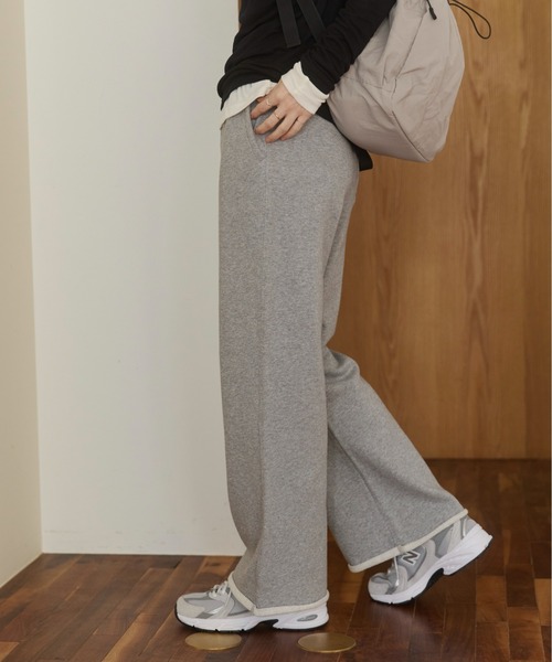 ANGIE（アンジー）の「【セットアップ対応】ワイドスウェットパンツ（スウェットパンツ・レディース・スミクロ/杢グレー/アイボリー・FREE）」の10枚目の写真