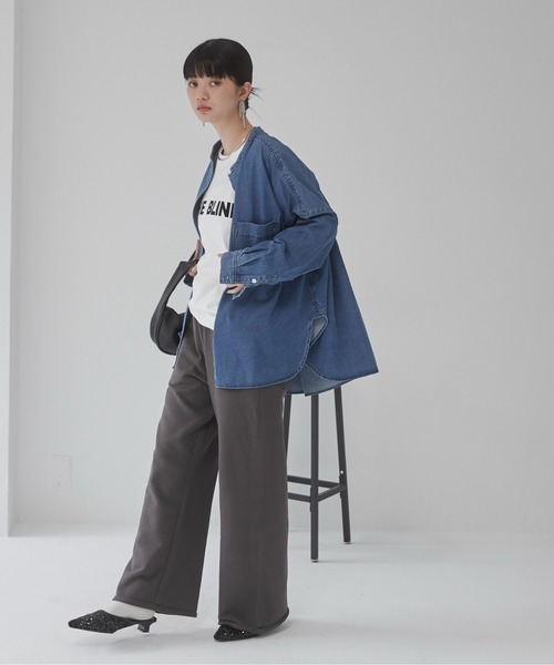 ANGIE（アンジー）の「【セットアップ対応】ワイドスウェットパンツ（スウェットパンツ・レディース・スミクロ/杢グレー/アイボリー・FREE）」の12枚目の写真