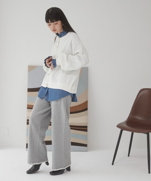 ANGIE（アンジー）の「【セットアップ対応】ワイドスウェットパンツ（スウェットパンツ・レディース・スミクロ/杢グレー/アイボリー・FREE）」の13枚目の写真