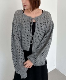メッシュケーブルネップニット