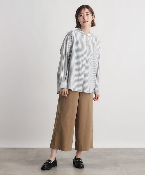 grove（グローブ）の「◆TRやわらかとろみシャツ（シャツ/ブラウス・レディース・ストライプ/オフホワイト/スミクロ・05/04/03/02/01）」の6枚目の写真