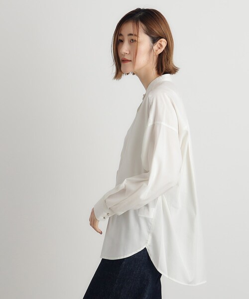 grove（グローブ）の「◆TRやわらかとろみシャツ（シャツ/ブラウス・レディース・ストライプ/オフホワイト/スミクロ・05/04/03/02/01）」の9枚目の写真