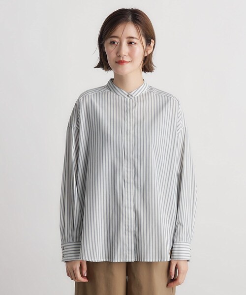 grove（グローブ）の「◆TRやわらかとろみシャツ（シャツ/ブラウス・レディース・ストライプ/オフホワイト/スミクロ・05/04/03/02/01）」の16枚目の写真