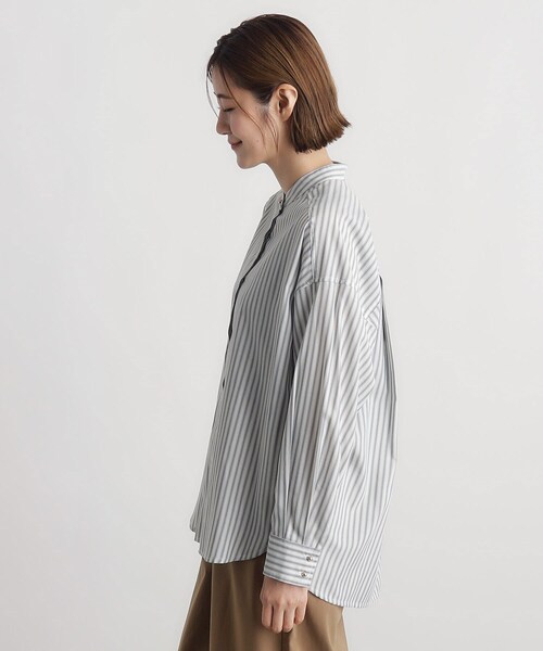 grove（グローブ）の「◆TRやわらかとろみシャツ（シャツ/ブラウス・レディース・ストライプ/オフホワイト/スミクロ・05/04/03/02/01）」の17枚目の写真