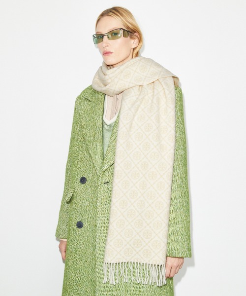 【トリーバーチ】Tory Burchマフラー リバーシブル Tモノグラム リバーシブル オブロングスカーフ マフラー