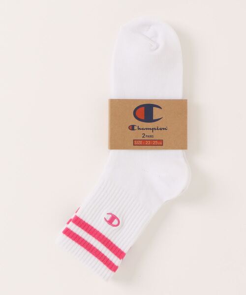 Champion(チャンピオン)の「【CHANPION/チャンピオン】ダブルロークルーソックス2足組 CWSBA101(ソックス/靴下・レディース・ブラック/ホワイト・SMALL)」の2枚目の写真