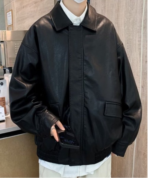 COMON＋（コモンプラス）の「オーバーサイズPUブルゾン（ブルゾン・メンズ・ブラウン/ブラック・L/M/XL）」の14枚目の写真