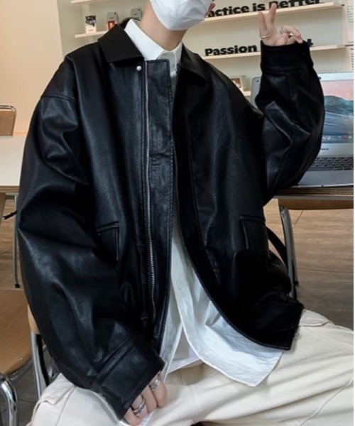 COMON＋（コモンプラス）の「オーバーサイズPUブルゾン（ブルゾン・メンズ・ブラウン/ブラック・L/M/XL）」の16枚目の写真