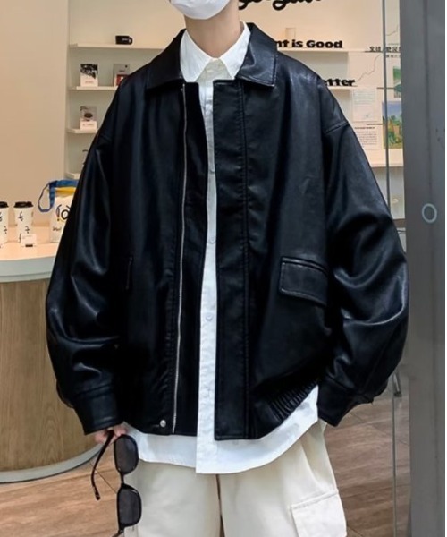 COMON＋（コモンプラス）の「オーバーサイズPUブルゾン（ブルゾン・メンズ・ブラウン/ブラック・L/M/XL）」の17枚目の写真