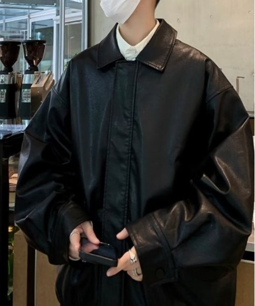 COMON＋（コモンプラス）の「オーバーサイズPUブルゾン（ブルゾン・メンズ・ブラウン/ブラック・L/M/XL）」の18枚目の写真