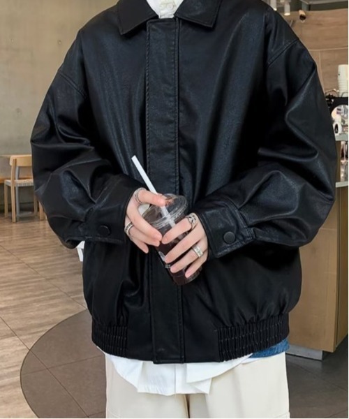 COMON＋（コモンプラス）の「オーバーサイズPUブルゾン（ブルゾン・メンズ・ブラウン/ブラック・L/M/XL）」の19枚目の写真