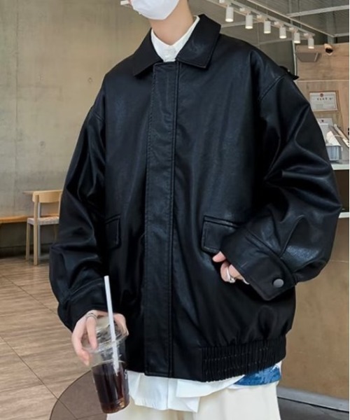 COMON＋（コモンプラス）の「オーバーサイズPUブルゾン（ブルゾン・メンズ・ブラウン/ブラック・L/M/XL）」の20枚目の写真