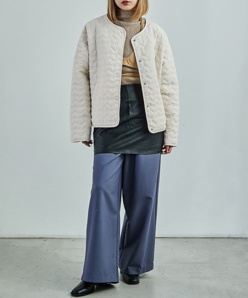 Fashion Letter(ファッションレター)の「ハート柄キルトジャケット ブルゾン ショート丈(ブルゾン・レディース・アイボリー/ブラック・M)」の10枚目の写真