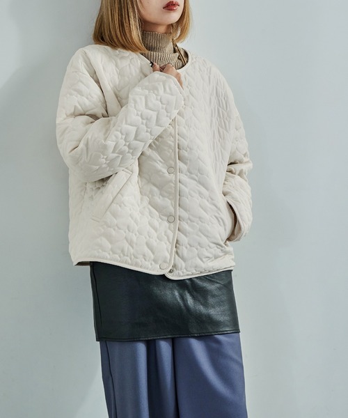 Fashion Letter(ファッションレター)の「ハート柄キルトジャケット ブルゾン ショート丈(ブルゾン・レディース・アイボリー/ブラック・M)」の18枚目の写真