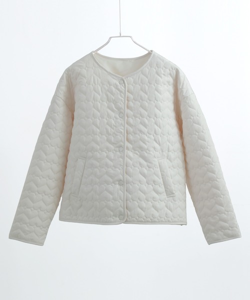 Fashion Letter(ファッションレター)の「ハート柄キルトジャケット ブルゾン ショート丈(ブルゾン・レディース・アイボリー/ブラック・M)」の20枚目の写真