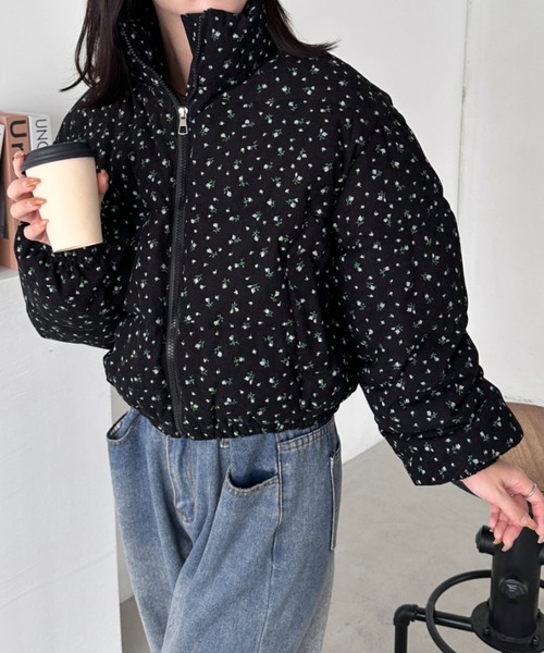 セール】小花柄ダウンブルゾン（ダウンジャケット/コート