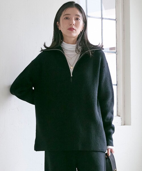 セール】【SLOW/一部店舗限定】ニットトータル ハーフジップ ニット