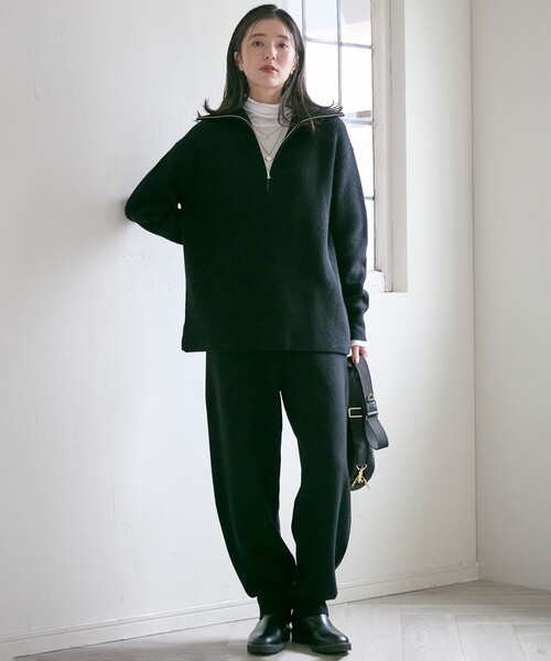 23区 S（ニジュウサンクチイサイサイズ）の「【SLOW/一部店舗限定】ニットトータル ハーフジップ ニット（ニット/セーター・レディース・ホワイト系/ブラック系3/ブラック系・32）」の4枚目の写真