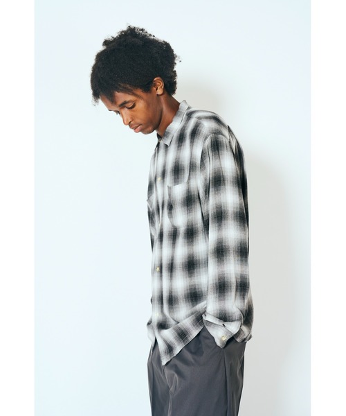 TOWNCRAFT タウンクラフト オンブレチェックシャツ 白黒 60s 復刻 TOWNCRAFT/タウンクラフト 60S LOOP COLLAR SHIRT オンブレ