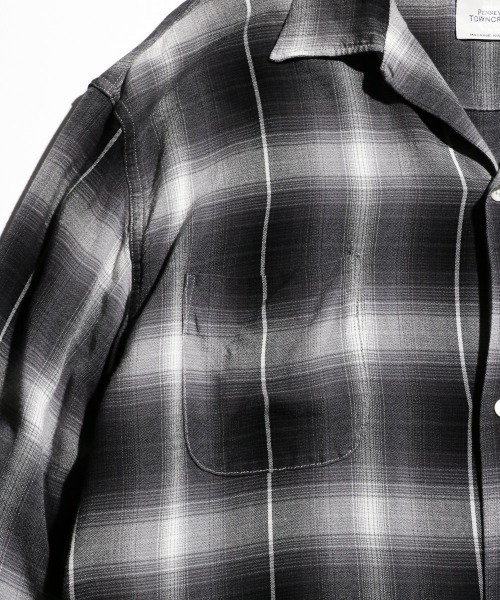 TOWNCRAFT（タウンクラフト）の「TOWNCRAFT/タウンクラフト 60S LOOP COLLAR SHIRT オンブレチェック ループカラーシャツ（シャツ/ブラウス・メンズ・ブラウン/グリーン/ブラック/チャコールグレー/モカ/グレー/グリーン系その他/グレー系1・MEDIUM/LARGE/SMALL）」の13枚目の写真