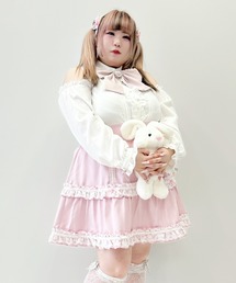 【大きいサイズ】オフショルフリルリボンブラウス