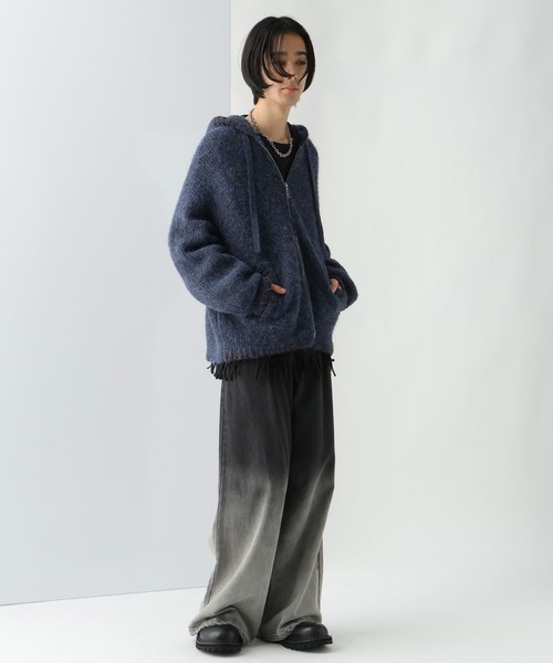 HARE(ハレ)の「ステッチニットZIPパーカー(HARE)(ニット/セーター・メンズ・ブラック/ブラウン/ブルー・FREE)」の13枚目の写真