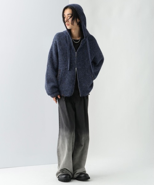 HARE(ハレ)の「ステッチニットZIPパーカー(HARE)(ニット/セーター・メンズ・ブラック/ブラウン/ブルー・FREE)」の14枚目の写真