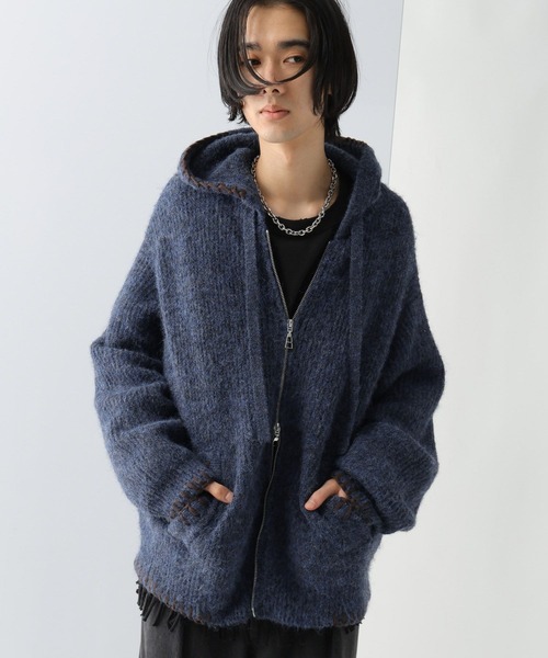 HARE(ハレ)の「ステッチニットZIPパーカー(HARE)(ニット/セーター・メンズ・ブラック/ブラウン/ブルー・FREE)」の16枚目の写真