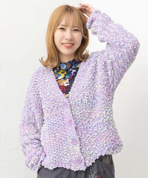 【セール】143702：モールヤーンネップ マルチカラートッピングカーディガン（カーディガン/ボレロ）｜ScoLar（スカラー）