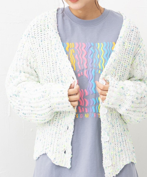 【セール】143702：モールヤーンネップ マルチカラートッピングカーディガン（カーディガン/ボレロ）｜ScoLar（スカラー）