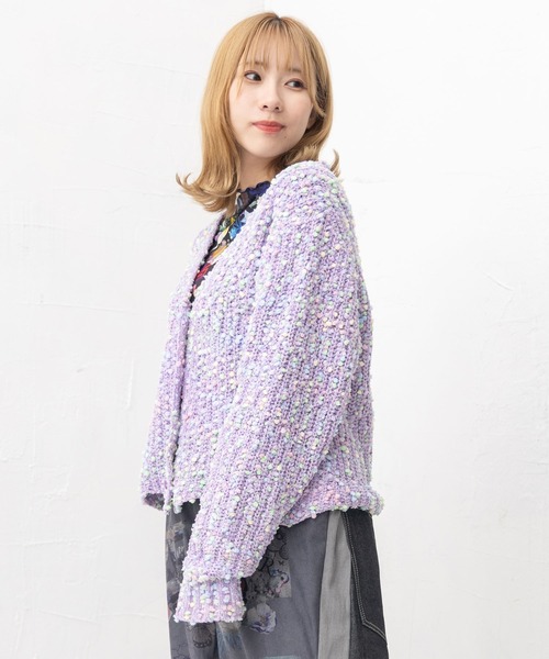 【セール】143702：モールヤーンネップ マルチカラートッピングカーディガン（カーディガン/ボレロ）｜ScoLar（スカラー）