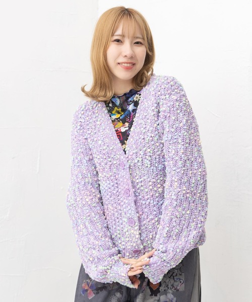 【セール】143702：モールヤーンネップ マルチカラートッピングカーディガン（カーディガン/ボレロ）｜ScoLar（スカラー）