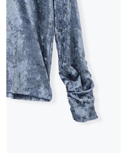 Samansa Mos2 blue(サマンサモスモスブルー)の「メッシュベロアハイネックプルオーバー(Tシャツ/カットソー・レディース・キナリ/チャコールグレー/ブルー・F)」の17枚目の写真