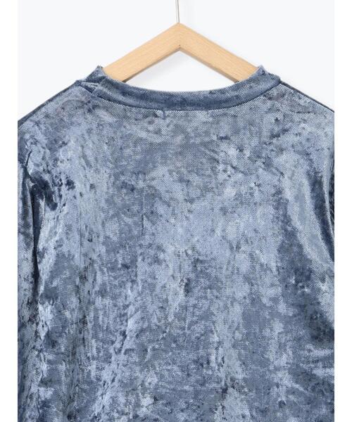 Samansa Mos2 blue(サマンサモスモスブルー)の「メッシュベロアハイネックプルオーバー(Tシャツ/カットソー・レディース・キナリ/チャコールグレー/ブルー・F)」の19枚目の写真