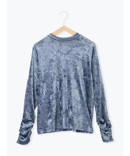 Samansa Mos2 blue(サマンサモスモスブルー)の「メッシュベロアハイネックプルオーバー(Tシャツ/カットソー・レディース・キナリ/チャコールグレー/ブルー・F)」の21枚目の写真