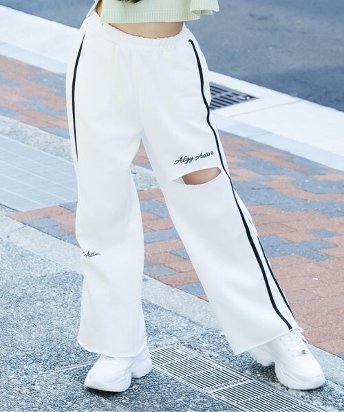 algy（アルジー）の「【ACTIVE】裏起毛グランジスウェットラインパンツ（スウェットパンツ・キッズ・グレー/オフホワイト/ブラック・XXX-SMALL/XX-SMALL/X-SMALL/SMALL/MEDIUM）」の2枚目の写真