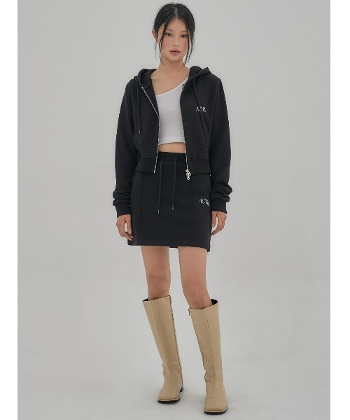 ACOVER(オコボ)の「A'GEM/9 × .kom『ACOVER/オコボ』Crop Two-Way Zip-up Hoodie/クロップ2WYAジップアップパーカー(パーカー・レディース・グレー/ブラック・FREE)」の6枚目の写真