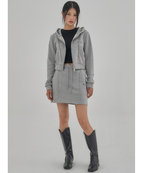 ACOVER(オコボ)の「A'GEM/9 × .kom『ACOVER/オコボ』Crop Two-Way Zip-up Hoodie/クロップ2WYAジップアップパーカー(パーカー・レディース・グレー/ブラック・FREE)」の12枚目の写真
