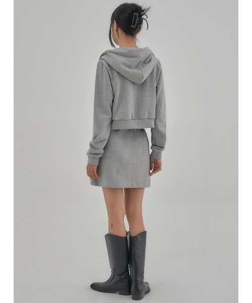 ACOVER(オコボ)の「A'GEM/9 × .kom『ACOVER/オコボ』Crop Two-Way Zip-up Hoodie/クロップ2WYAジップアップパーカー(パーカー・レディース・グレー/ブラック・FREE)」の14枚目の写真