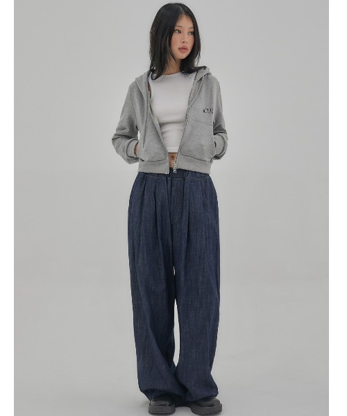 ACOVER(オコボ)の「A'GEM/9 × .kom『ACOVER/オコボ』Crop Two-Way Zip-up Hoodie/クロップ2WYAジップアップパーカー(パーカー・レディース・グレー/ブラック・FREE)」の15枚目の写真
