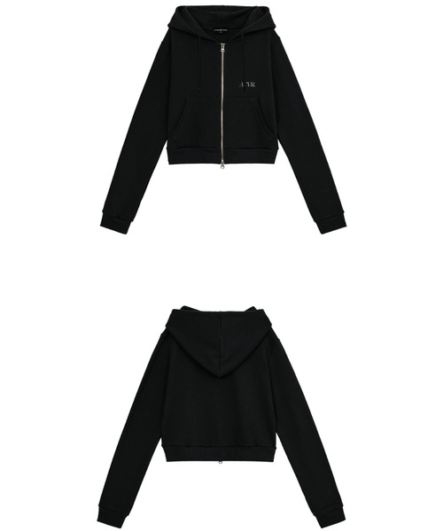 ACOVER(オコボ)の「A'GEM/9 × .kom『ACOVER/オコボ』Crop Two-Way Zip-up Hoodie/クロップ2WYAジップアップパーカー(パーカー・レディース・グレー/ブラック・FREE)」の16枚目の写真