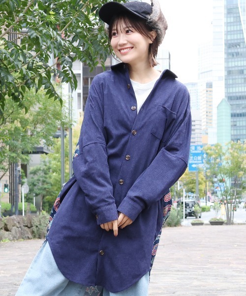 チチカカ(チチカカ)の「ペイズリードッキングシャツワンピース(シャツワンピース・レディース・ベージュ/ネイビー・FREE)」の7枚目の写真