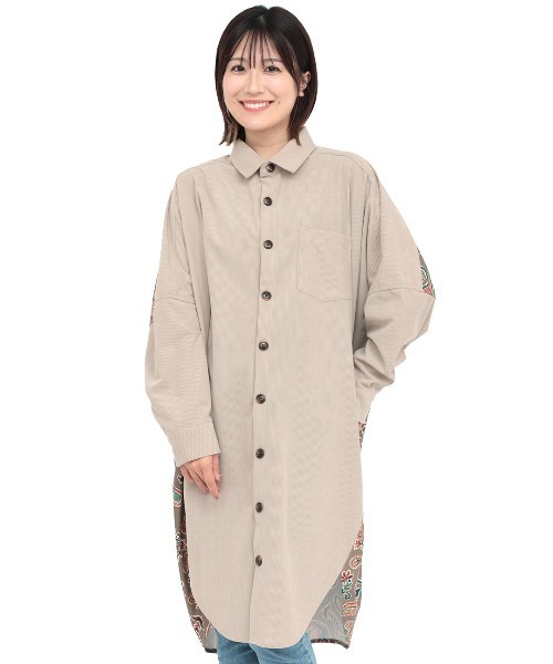 チチカカ(チチカカ)の「ペイズリードッキングシャツワンピース(シャツワンピース・レディース・ベージュ/ネイビー・FREE)」の9枚目の写真