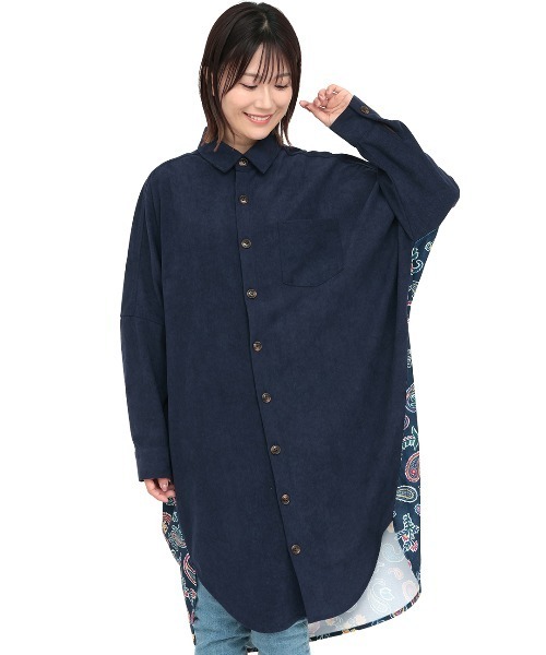 チチカカ(チチカカ)の「ペイズリードッキングシャツワンピース(シャツワンピース・レディース・ベージュ/ネイビー・FREE)」の10枚目の写真