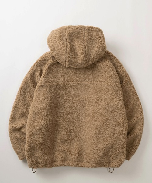 CONVERSE（コンバース）の「【CONVERSE/コンバース】ブランドネームタグ シープボア切り替え フードジャケット/フーディ―/ドローコード付（ブルゾン・レディース・ベージュ/ブラック/ブルーグレー/アイボリー・L/M）」の5枚目の写真