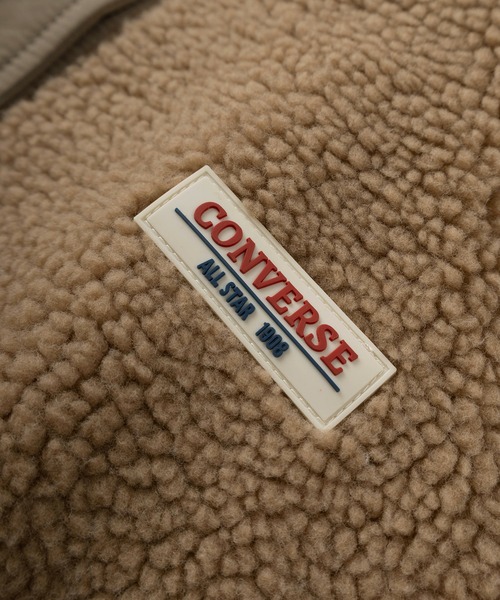 CONVERSE（コンバース）の「【CONVERSE/コンバース】ブランドネームタグ シープボア切り替え フードジャケット/フーディ―/ドローコード付（ブルゾン・レディース・ベージュ/ブラック/ブルーグレー/アイボリー・L/M）」の9枚目の写真