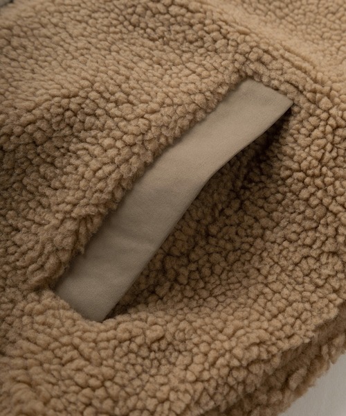 CONVERSE（コンバース）の「【CONVERSE/コンバース】ブランドネームタグ シープボア切り替え フードジャケット/フーディ―/ドローコード付（ブルゾン・レディース・ベージュ/ブラック/ブルーグレー/アイボリー・L/M）」の11枚目の写真