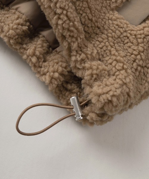 CONVERSE（コンバース）の「【CONVERSE/コンバース】ブランドネームタグ シープボア切り替え フードジャケット/フーディ―/ドローコード付（ブルゾン・レディース・ベージュ/ブラック/ブルーグレー/アイボリー・L/M）」の12枚目の写真