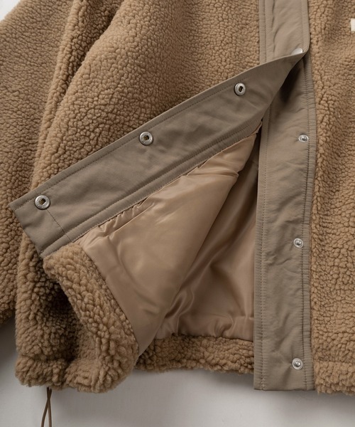 CONVERSE（コンバース）の「【CONVERSE/コンバース】ブランドネームタグ シープボア切り替え フードジャケット/フーディ―/ドローコード付（ブルゾン・レディース・ベージュ/ブラック/ブルーグレー/アイボリー・L/M）」の14枚目の写真