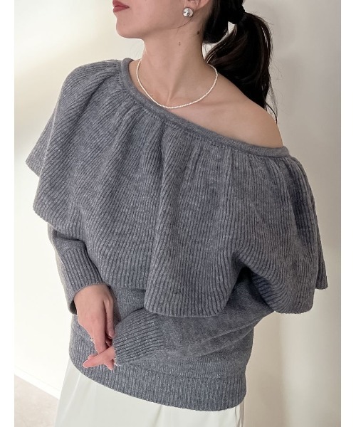 MEISM（ミズム）の「[2024-25 WINTER COLLECTION][MEISM by Re:EDIT]3WAYラッフルフリルニットプルオーバー（ニット/セーター・レディース・ブラック/グレー/アイボリー・MEDIUM/LARGE）」の3枚目の写真